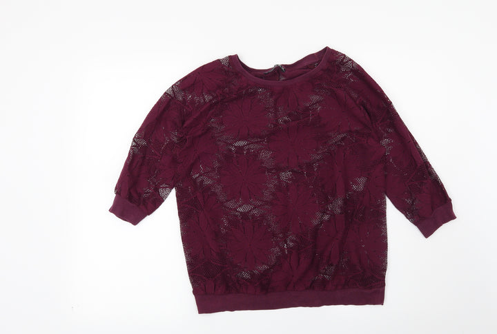 Atmosphere Womens Purple Floral Pullover Sweatshirt Size 8
