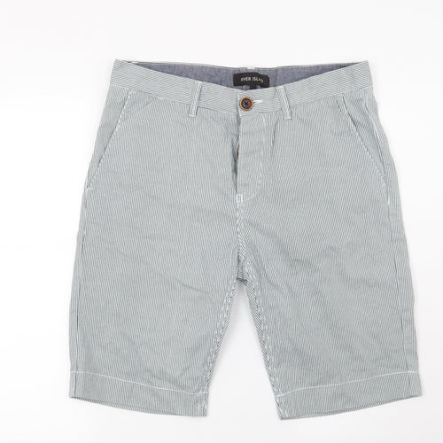 River Island Mens Blue Striped  Bermuda Shorts Size 32 in
