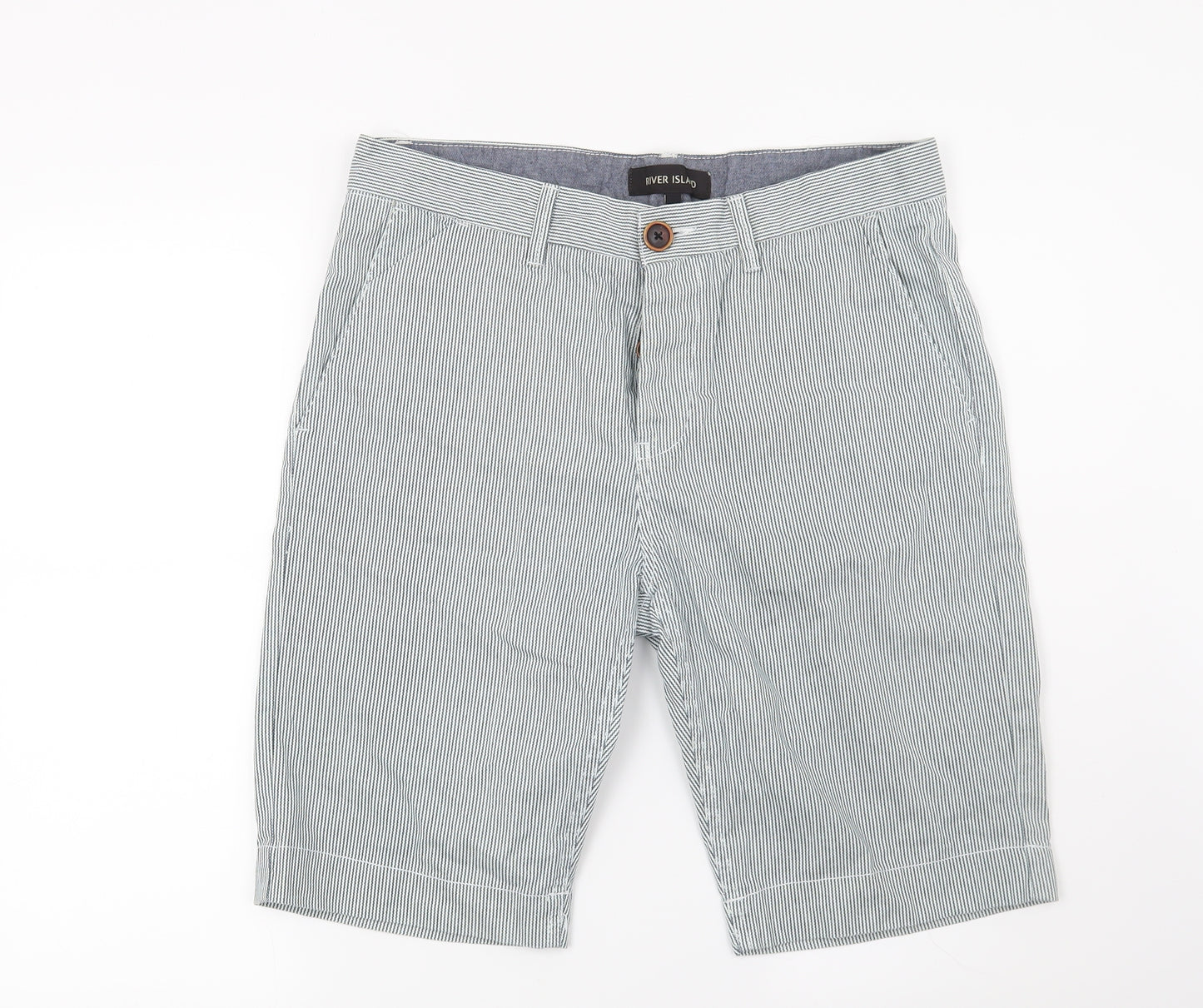River Island Mens Blue Striped  Bermuda Shorts Size 32 in