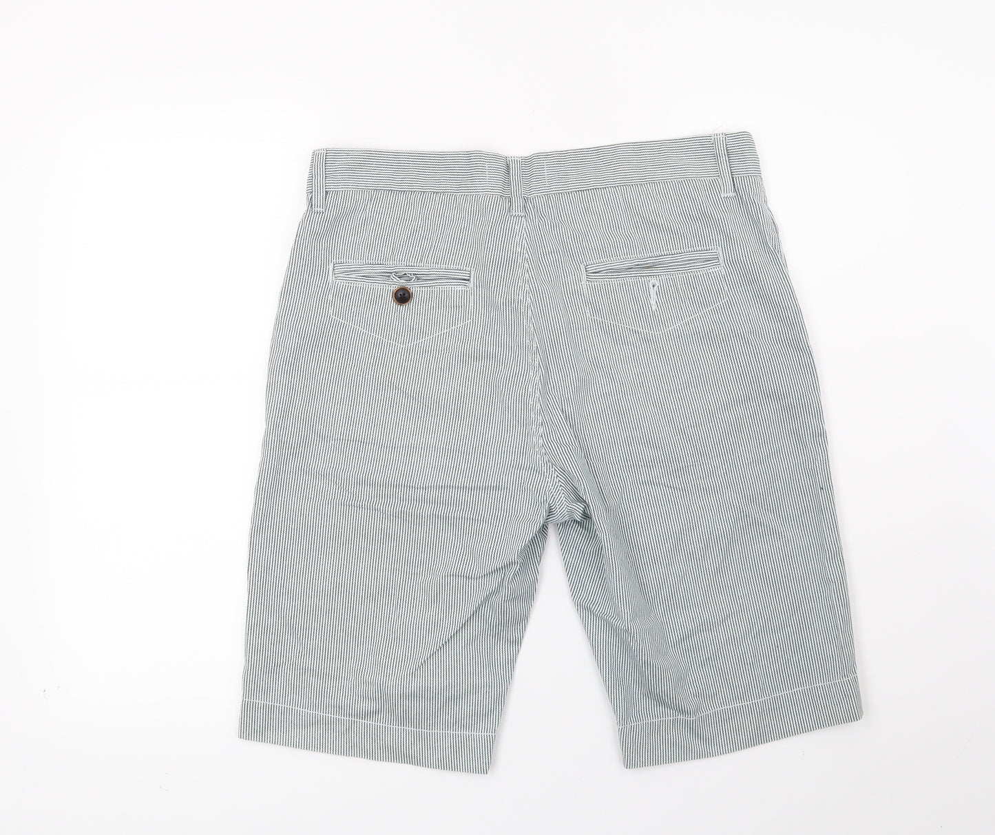 River Island Mens Blue Striped  Bermuda Shorts Size 32 in