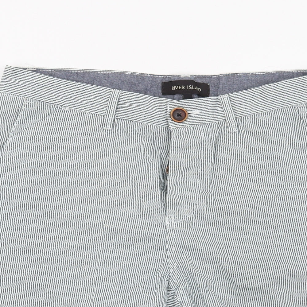 River Island Mens Blue Striped  Bermuda Shorts Size 32 in