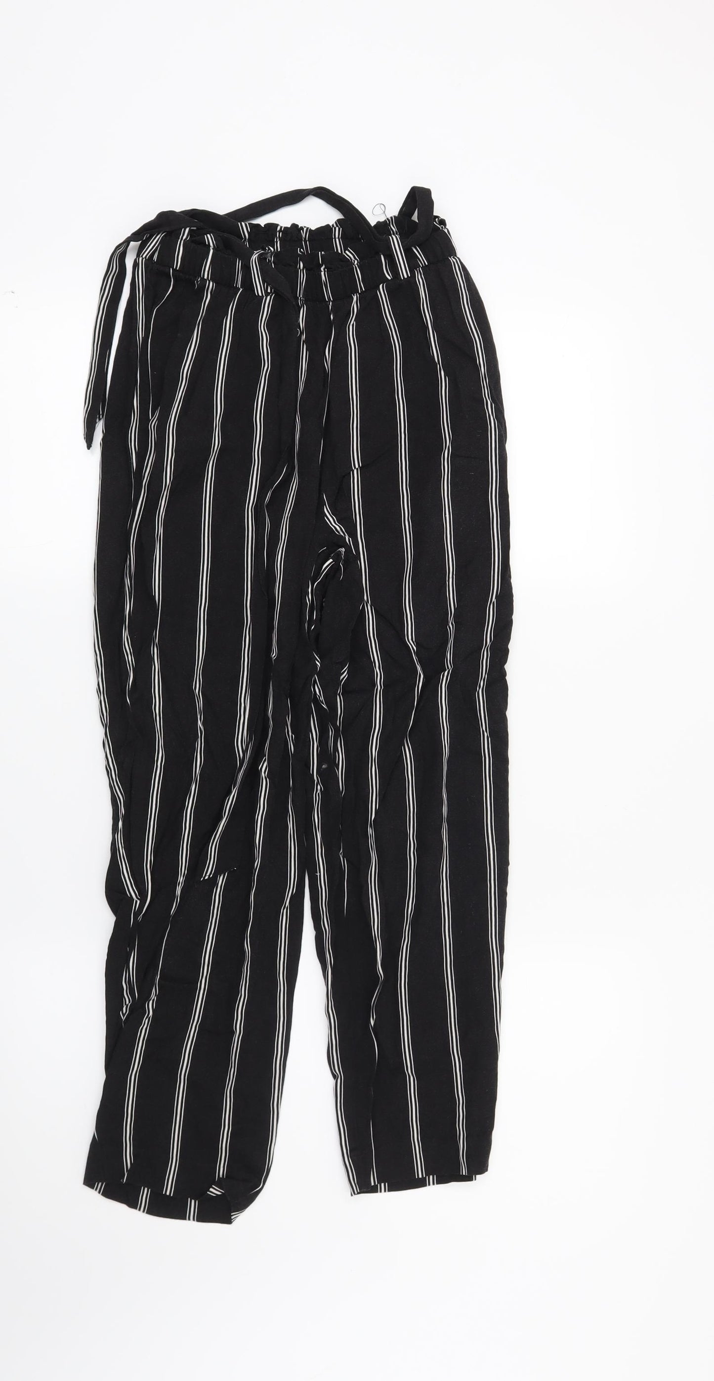 H&M Womens Black Striped  Trousers  Size 6 L24 in