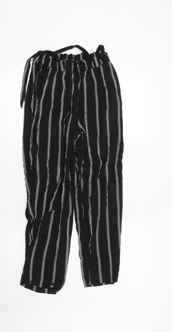 H&M Womens Black Striped  Trousers  Size 6 L24 in