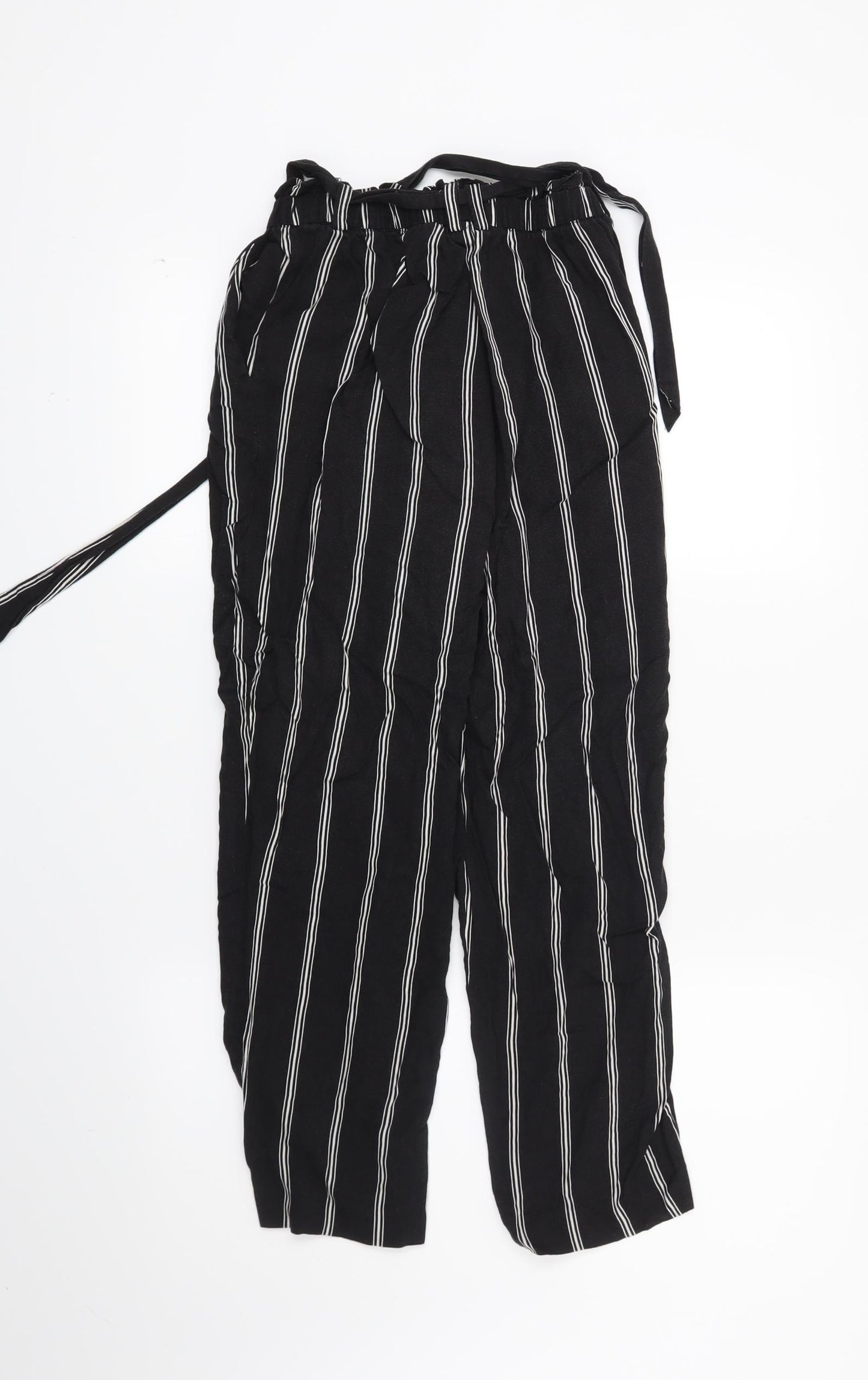 H&M Womens Black Striped  Trousers  Size 6 L24 in