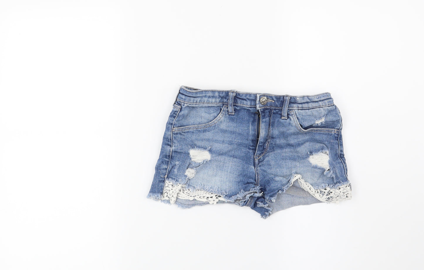 & Denim Girls Blue   Cut-Off Shorts Size 11 Years