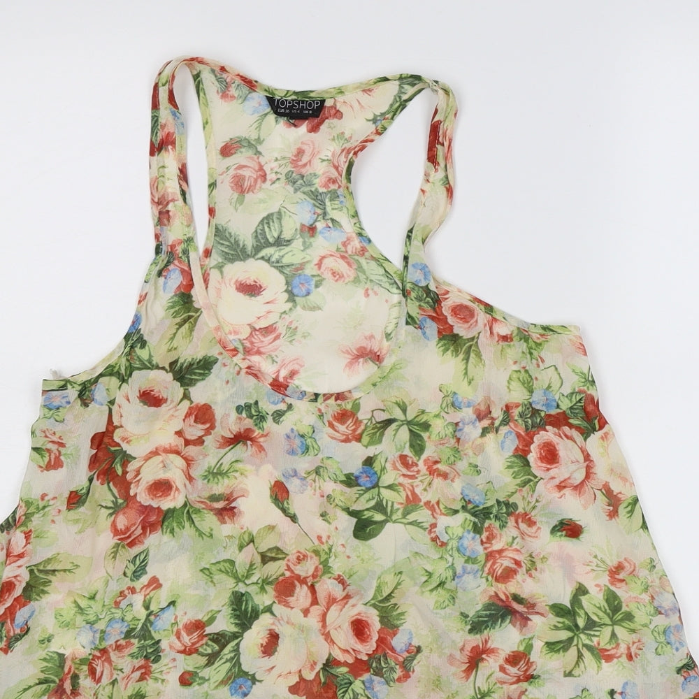 Topshop Womens Multicoloured Floral  Basic Blouse Size 8