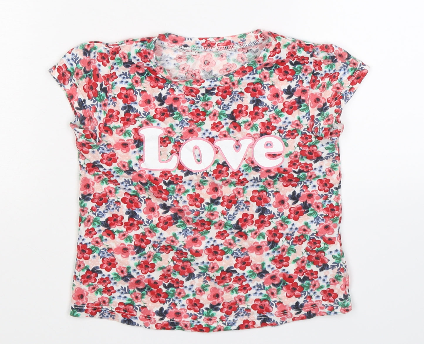 H&M Girls Multicoloured Floral  Basic T-Shirt Size S