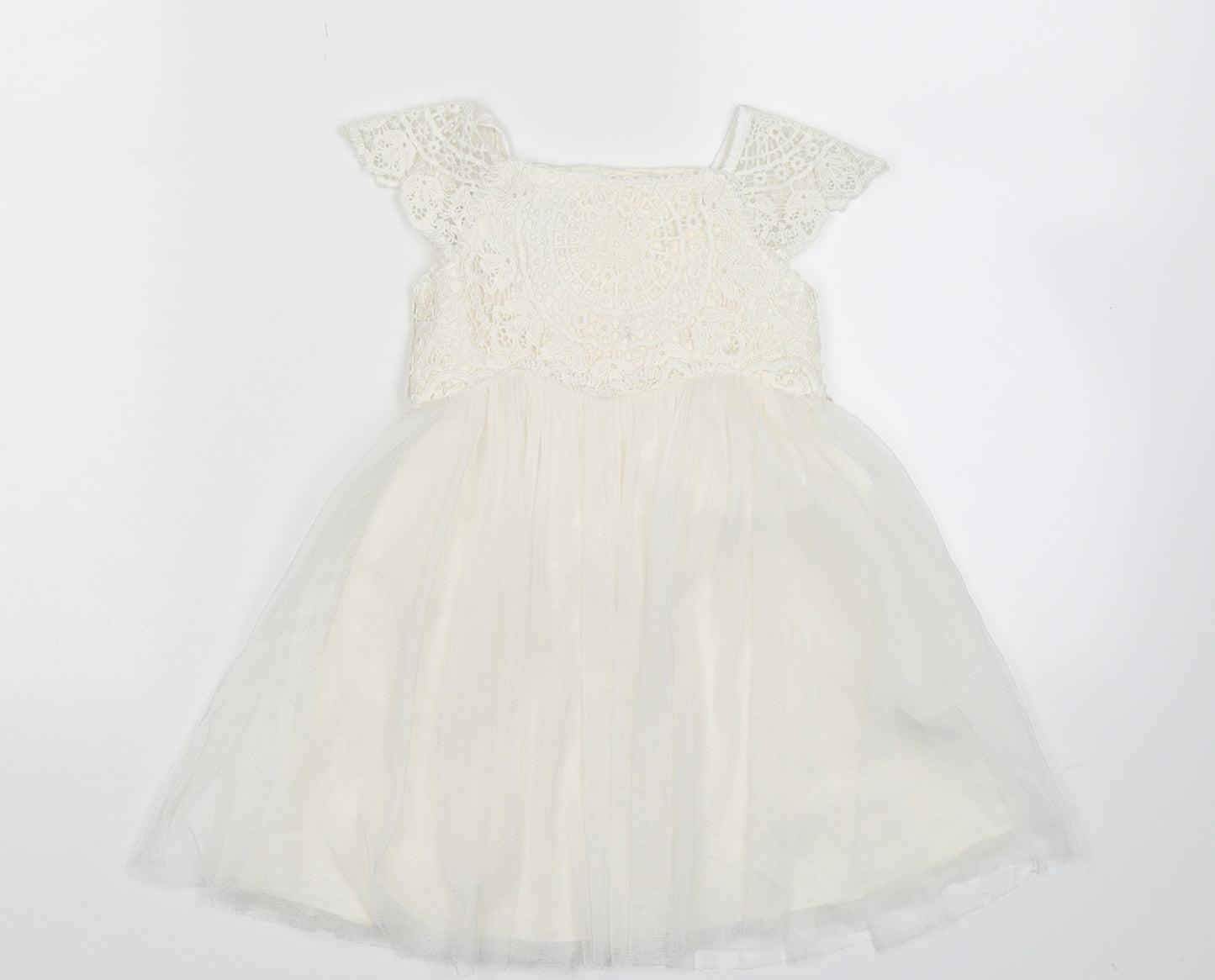 Monsoon Girls White   Fit & Flare  Size 9-12 Months