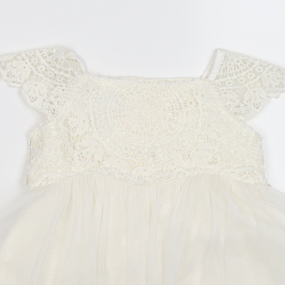 Monsoon Girls White   Fit & Flare  Size 9-12 Months