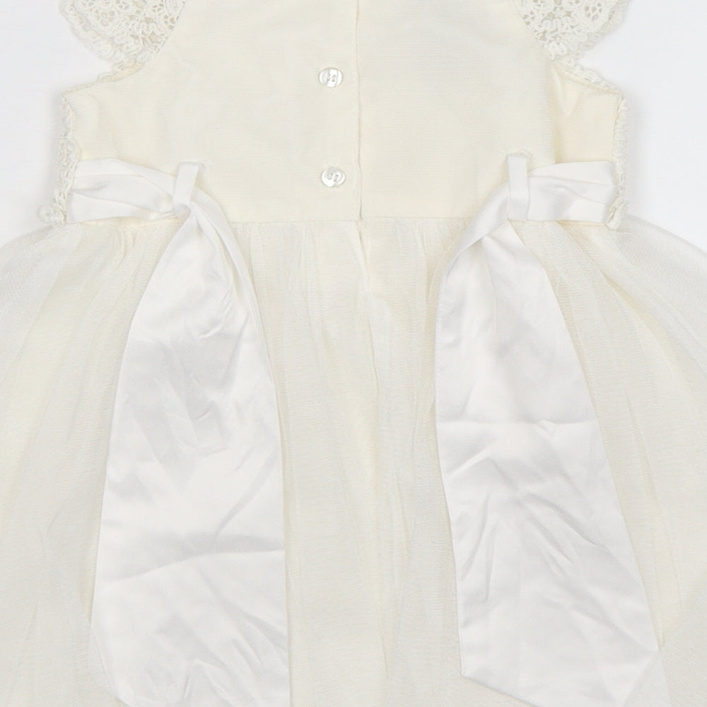 Monsoon Girls White   Fit & Flare  Size 9-12 Months
