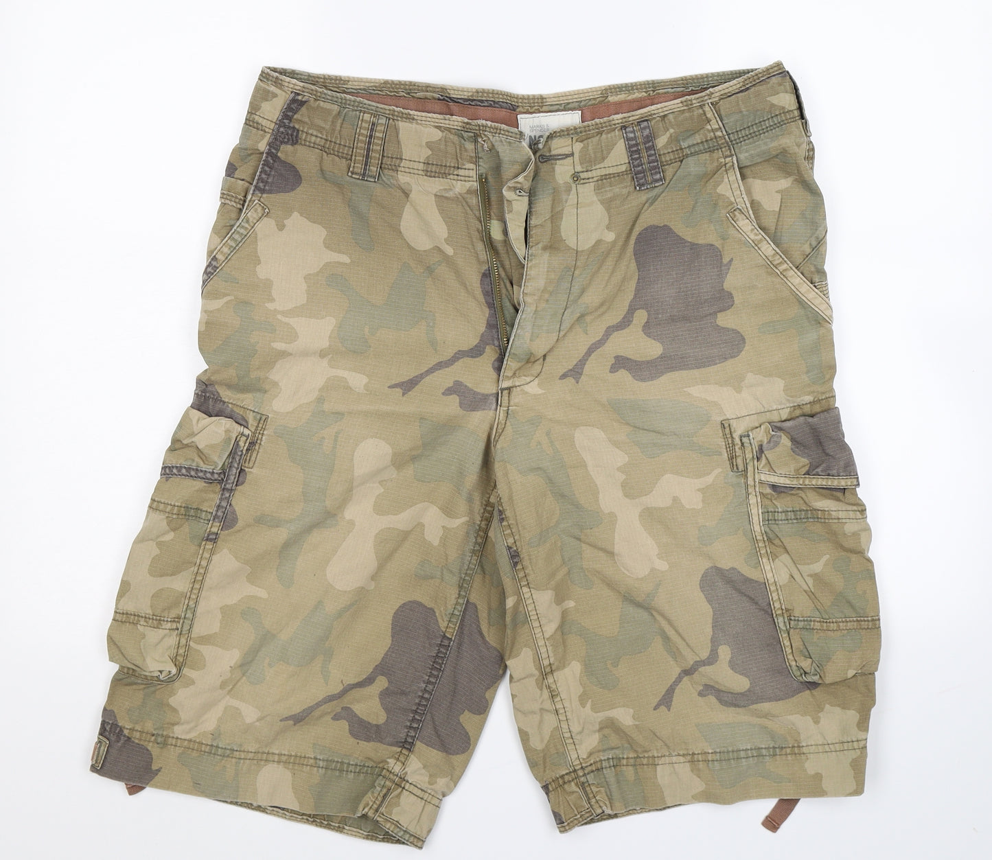 Marks and Spencer Mens Multicoloured Camouflage  Cargo Shorts Size 34
