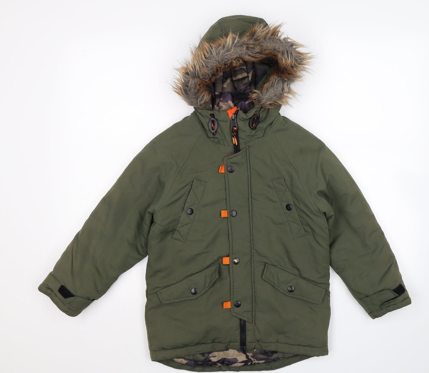 Nutmeg Boys Green   Parka Coat Size 6-7 Years