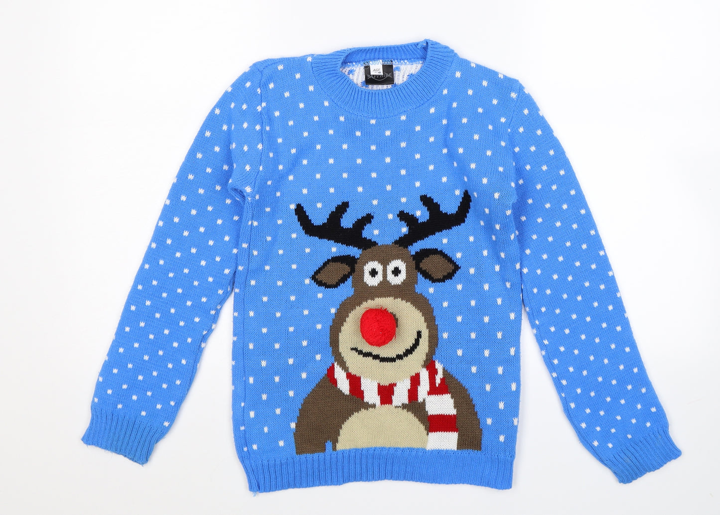 Sapphire Boys Blue  Knit Pullover Jumper Size 7-8 Years  - Christmas
