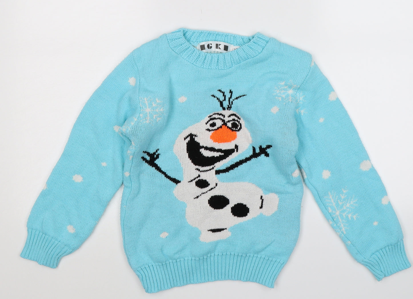 Icki Girls Blue  Knit Pullover Jumper Size 7-8 Years  - Frozen