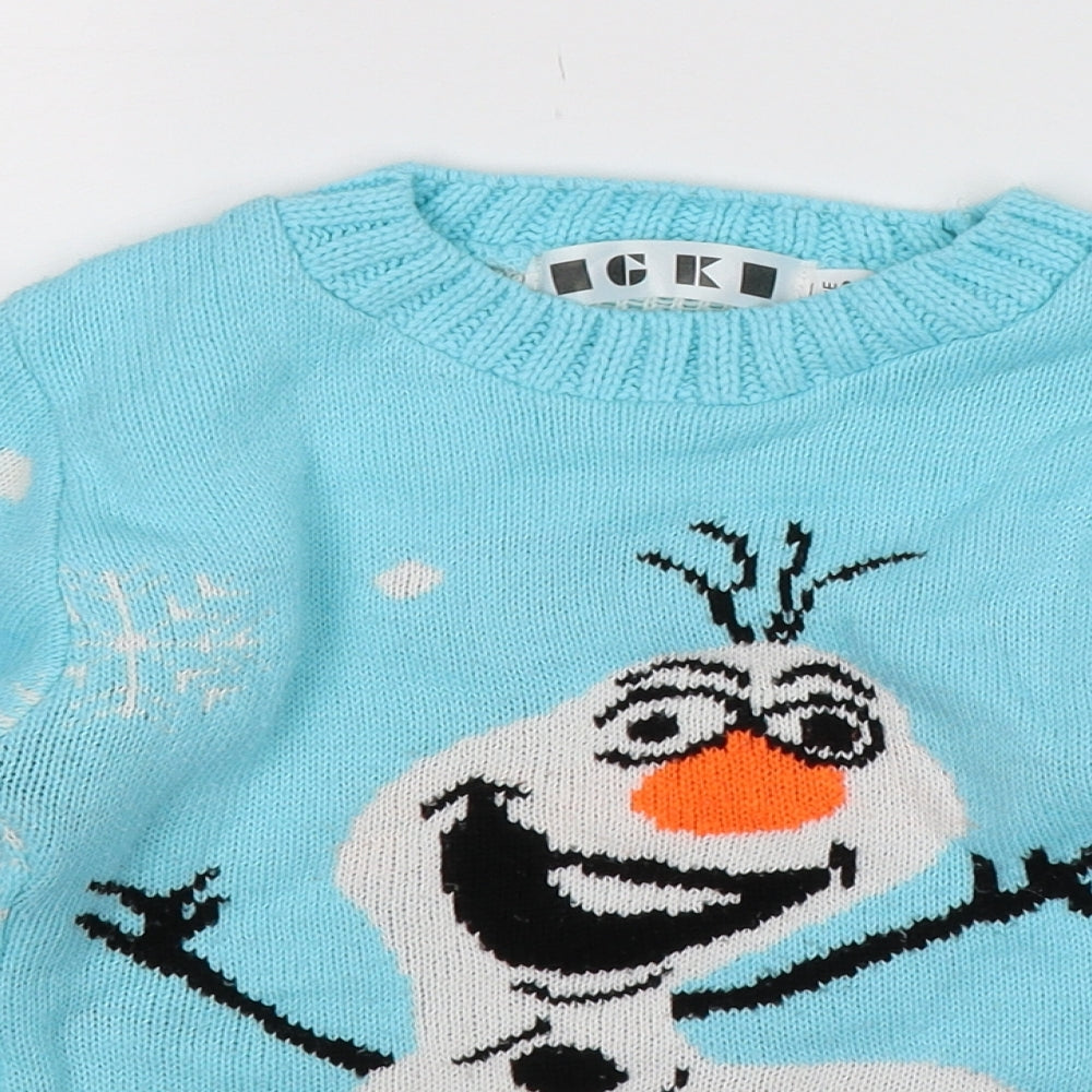 Icki Girls Blue  Knit Pullover Jumper Size 7-8 Years  - Frozen