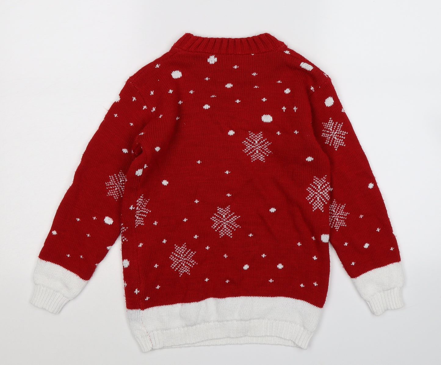 Preworn Boys Red  Knit Pullover Jumper Size M  - Christmas
