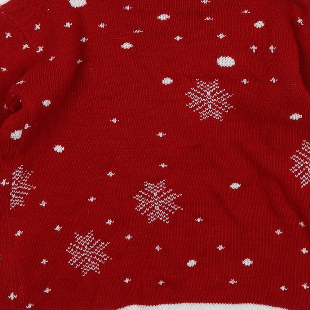 Preworn Boys Red  Knit Pullover Jumper Size M  - Christmas