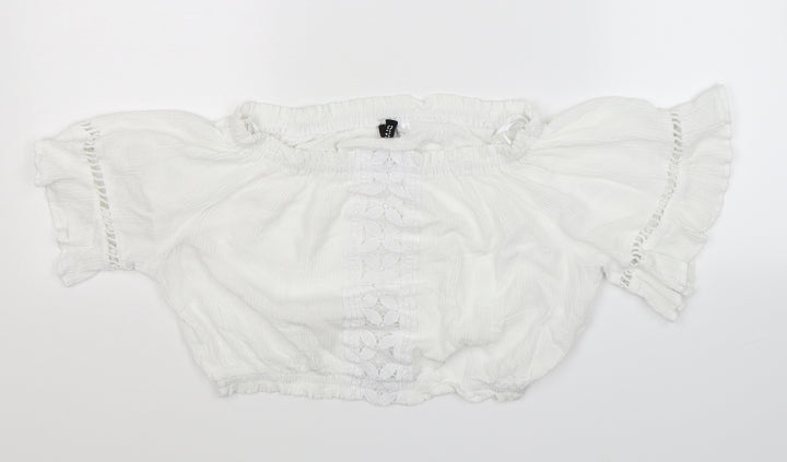 Divided Womens White   Basic Blouse Size 10  - Cropped