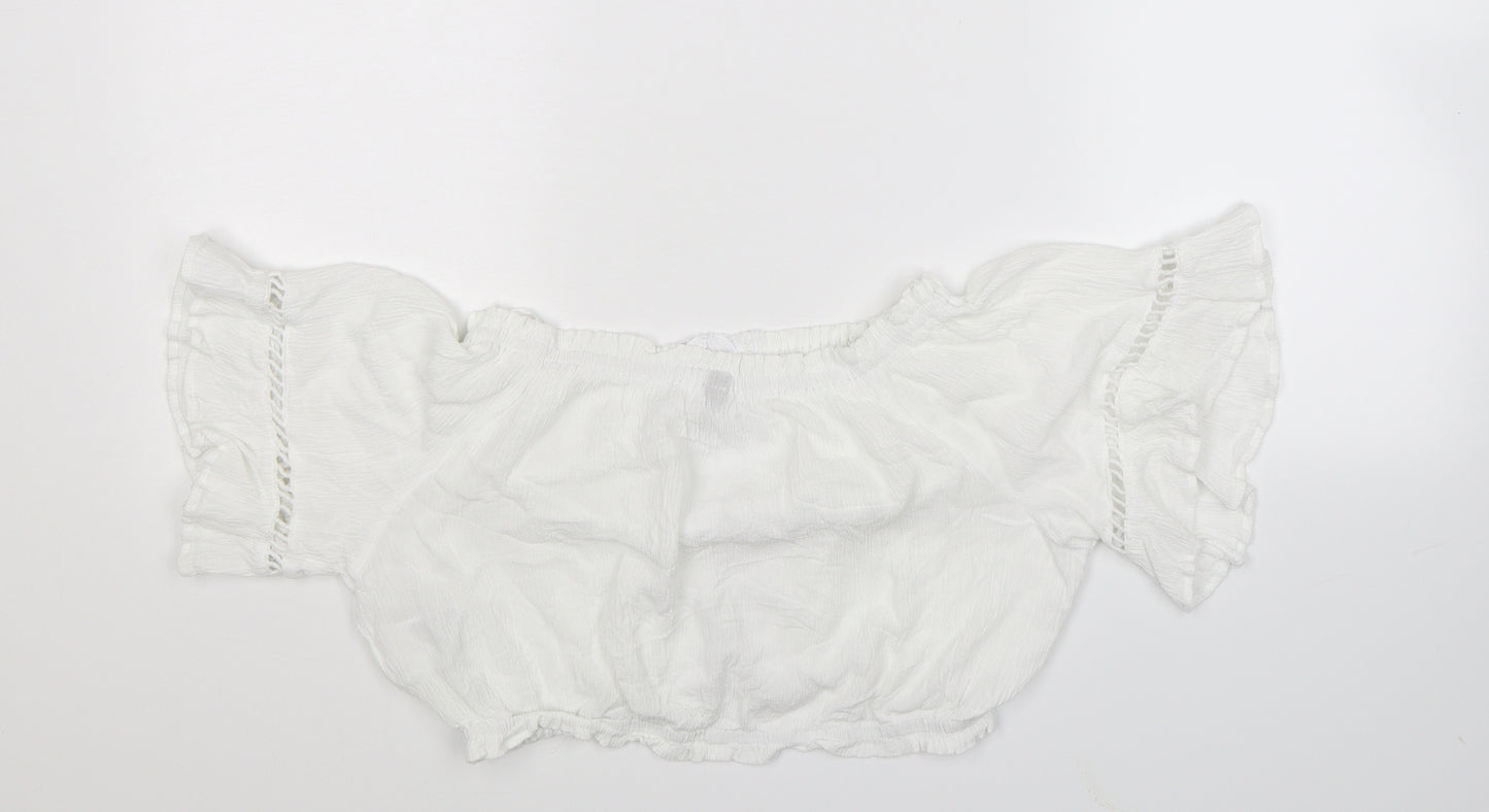 Divided Womens White   Basic Blouse Size 10  - Cropped