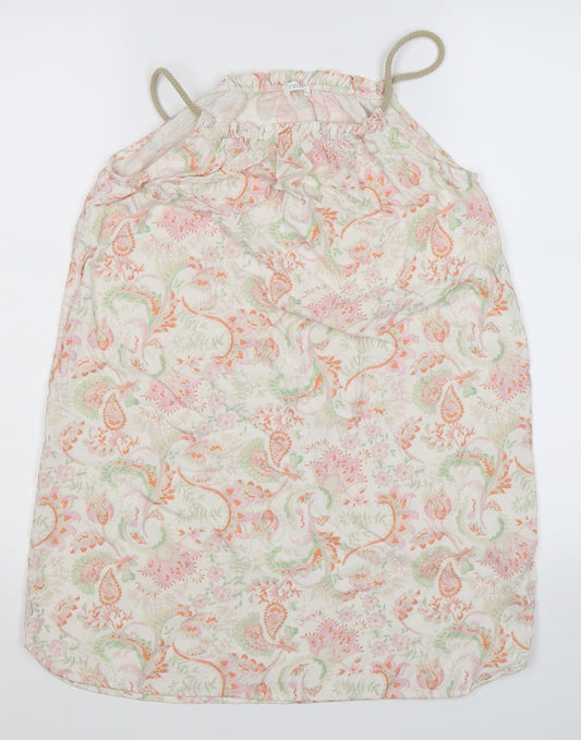 Front view of Next girls’ white floral tank dress, size 12, years