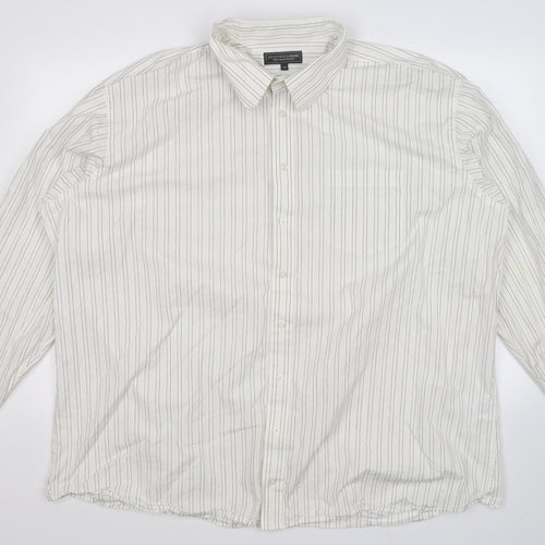 Greenwoods Mens White Striped   Dress Shirt Size 20