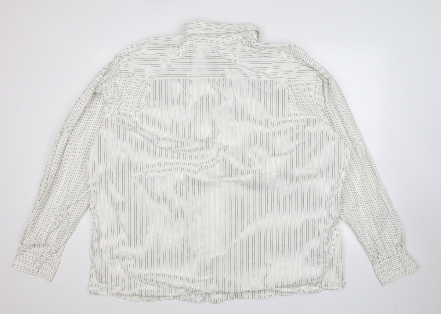 Greenwoods Mens White Striped   Dress Shirt Size 20