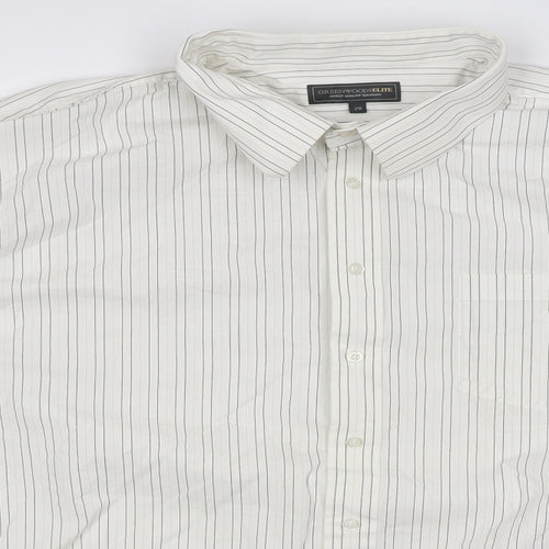 Greenwoods Mens White Striped   Dress Shirt Size 20