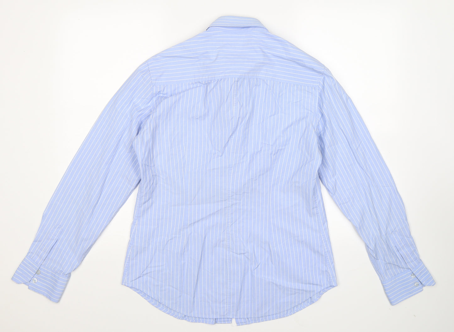 French Connection Mens Blue Striped   Dress Shirt Size M