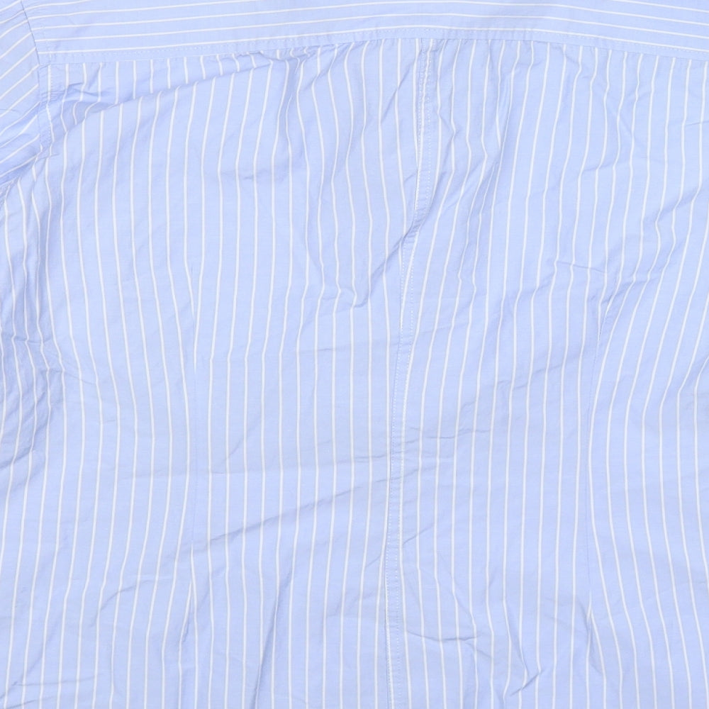 French Connection Mens Blue Striped   Dress Shirt Size M
