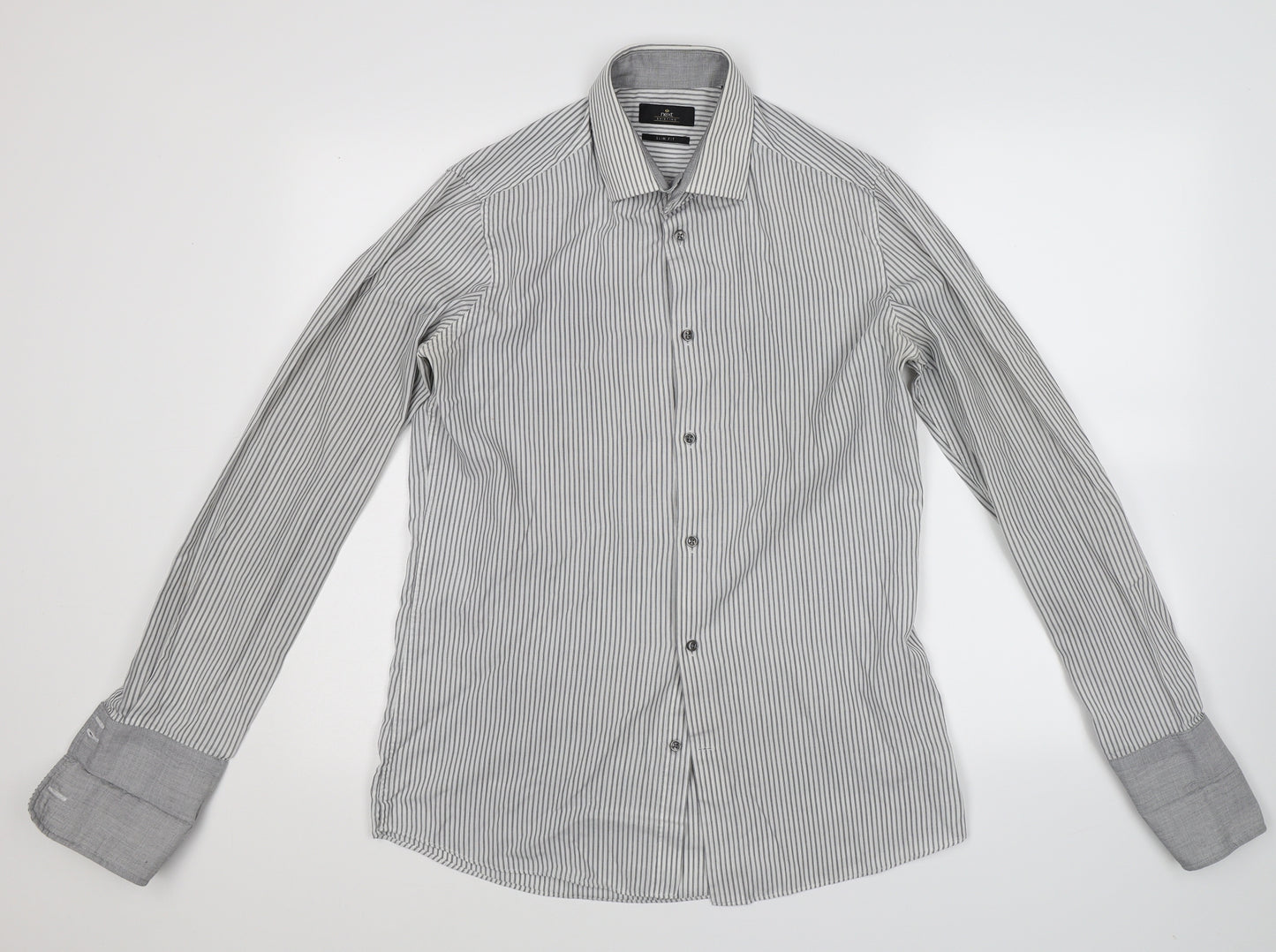 NEXT Mens White Striped   Dress Shirt Size 15.5