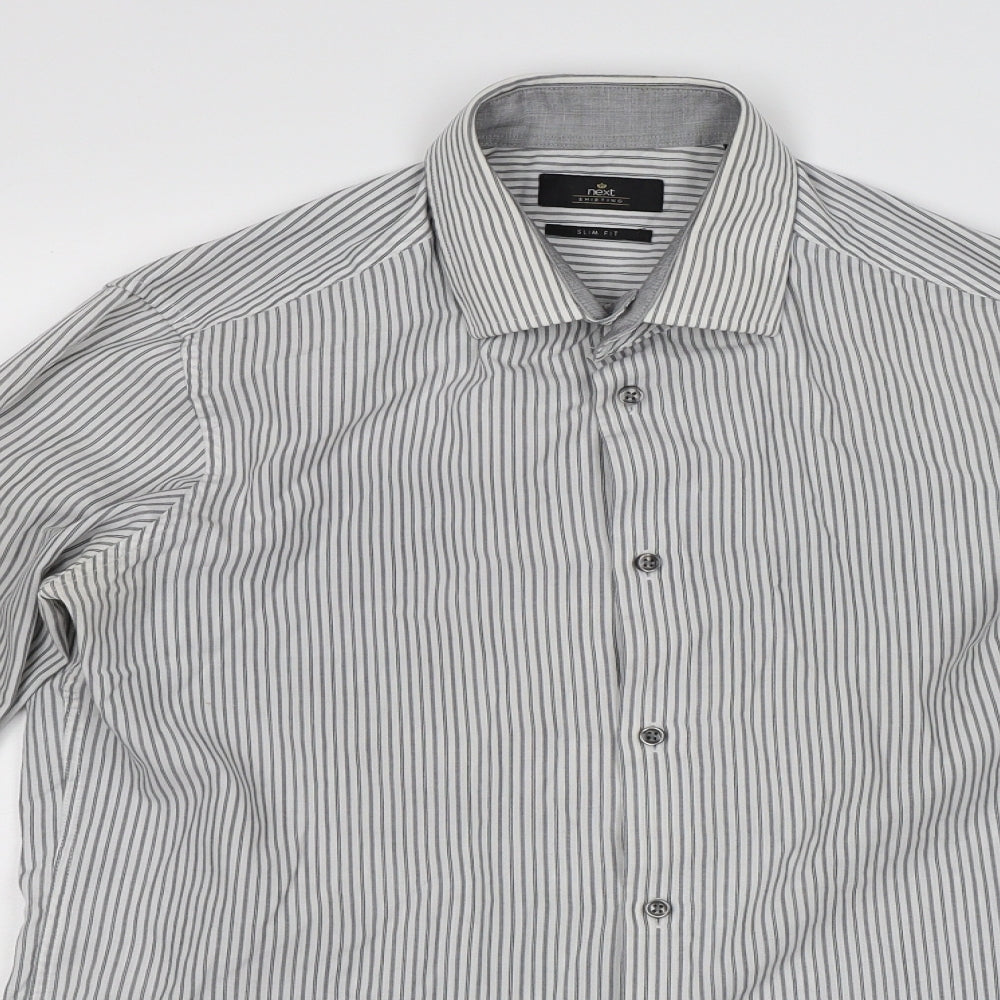 NEXT Mens White Striped   Dress Shirt Size 15.5