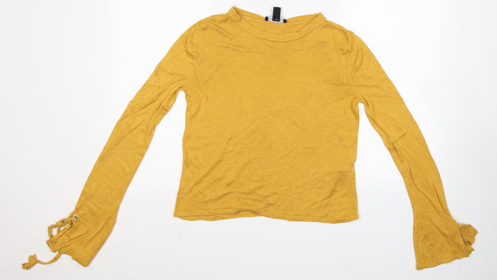 New Look Womens Yellow  Knit Pullover Jumper Size 8