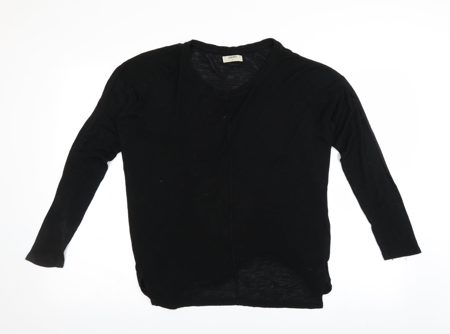 Papaya Womens Black  Knit Pullover Jumper Size S