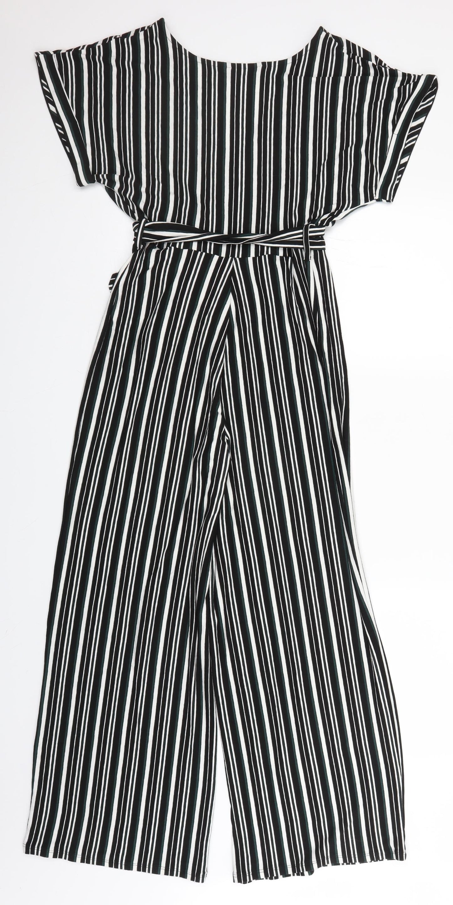 F&F Womens Black Striped  Jumpsuit One-Piece Size 6 L27 in