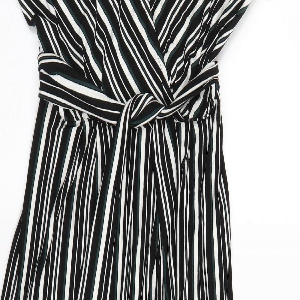 F&F Womens Black Striped  Jumpsuit One-Piece Size 6 L27 in
