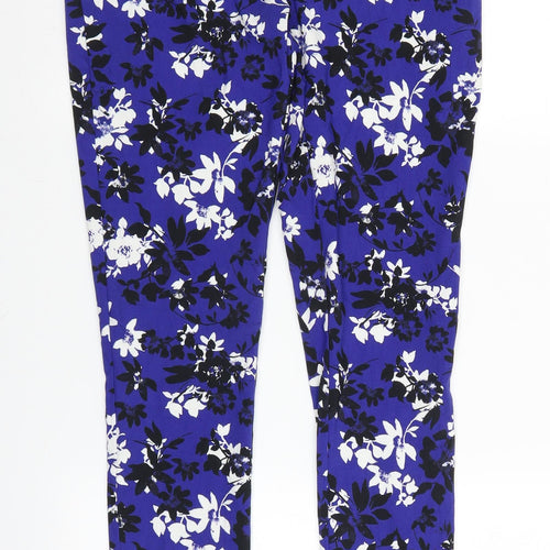 George Womens Blue Floral  Trousers  Size 8 L28 in