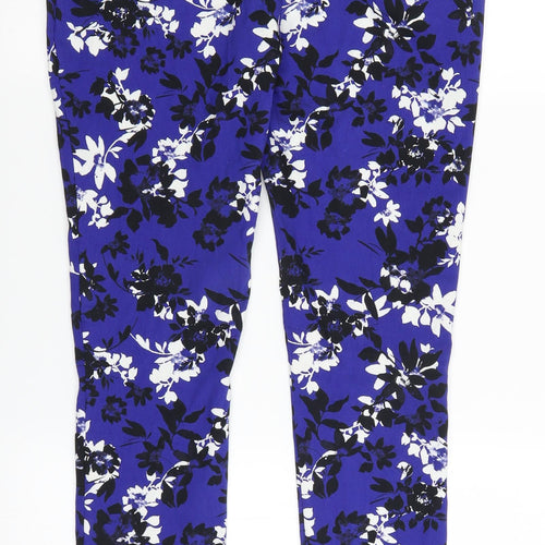 George Womens Blue Floral  Trousers  Size 8 L28 in