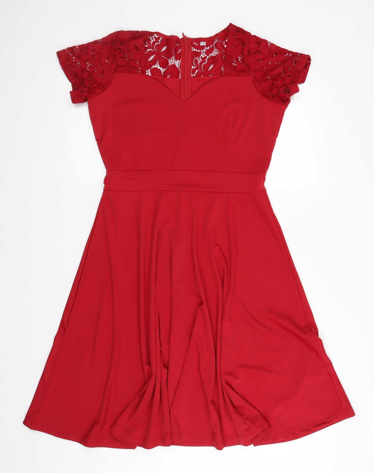 Preworn Womens Red   Fit & Flare  Size L  - lace