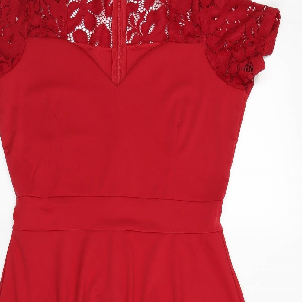 Preworn Womens Red   Fit & Flare  Size L  - lace