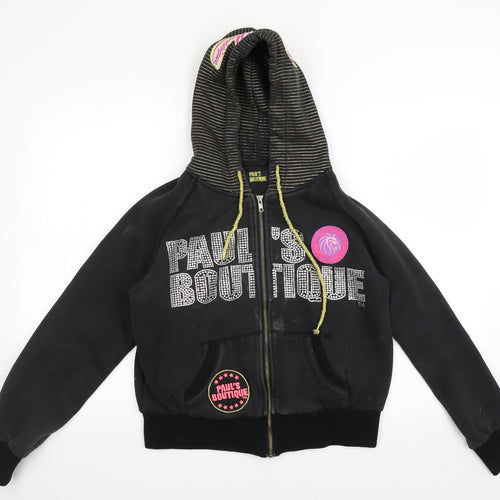 Paul's Boutique Womens Black   Full Zip Hoodie Size L  - gold accents