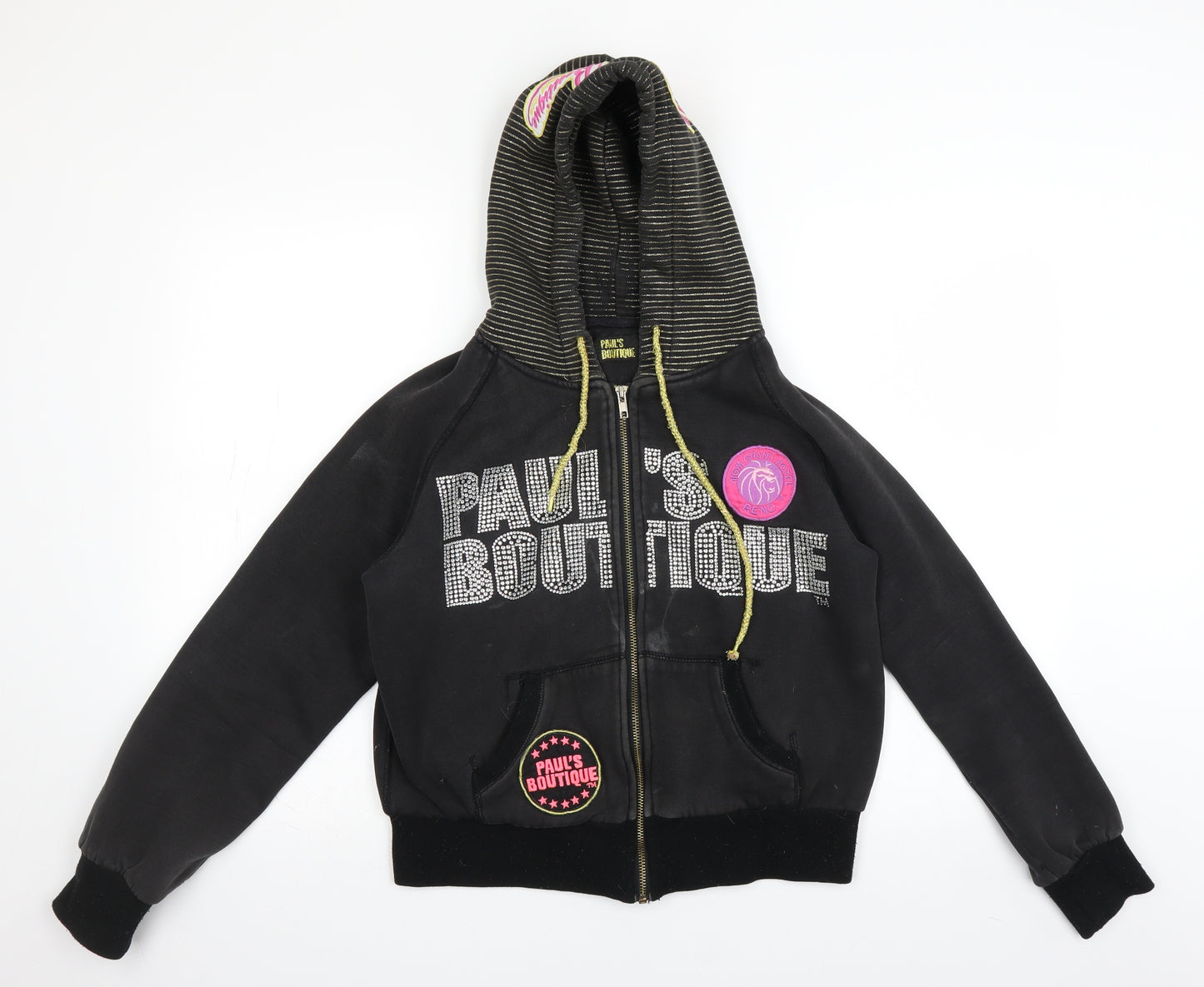 Paul's Boutique Womens Black   Full Zip Hoodie Size L  - gold accents