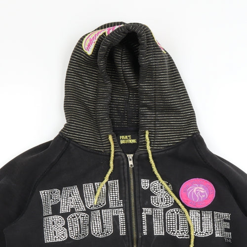 Paul's Boutique Womens Black   Full Zip Hoodie Size L  - gold accents