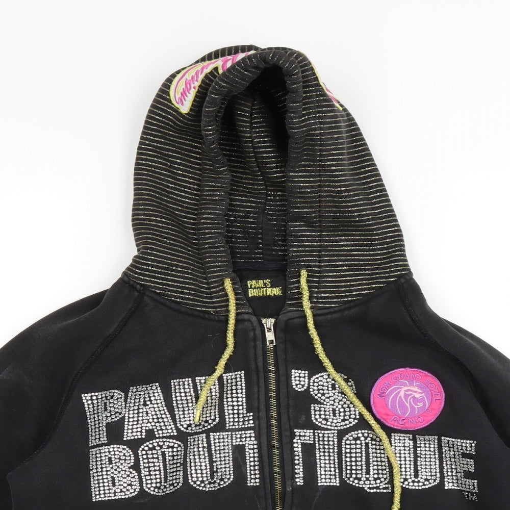 Paul's Boutique Womens Black   Full Zip Hoodie Size L  - gold accents