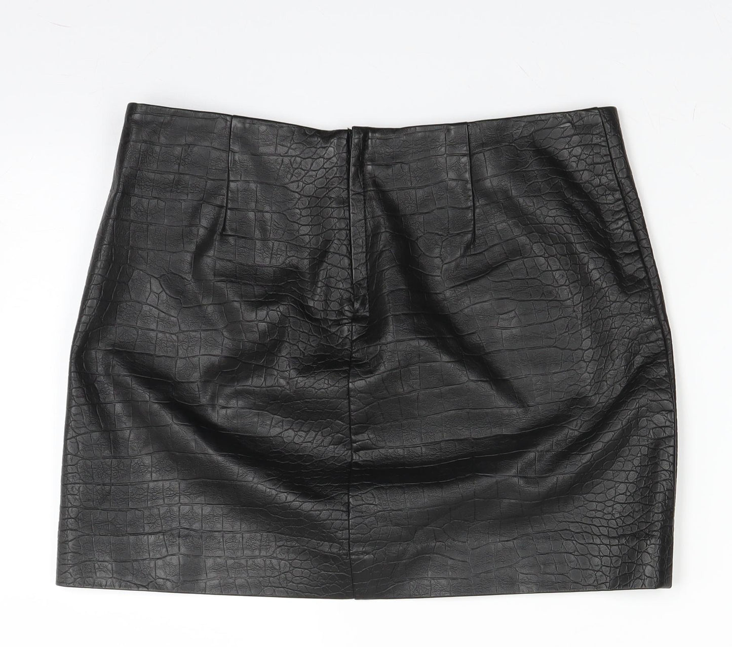H&M Womens Black   Mini Skirt Size 10  - faux crocodile skin