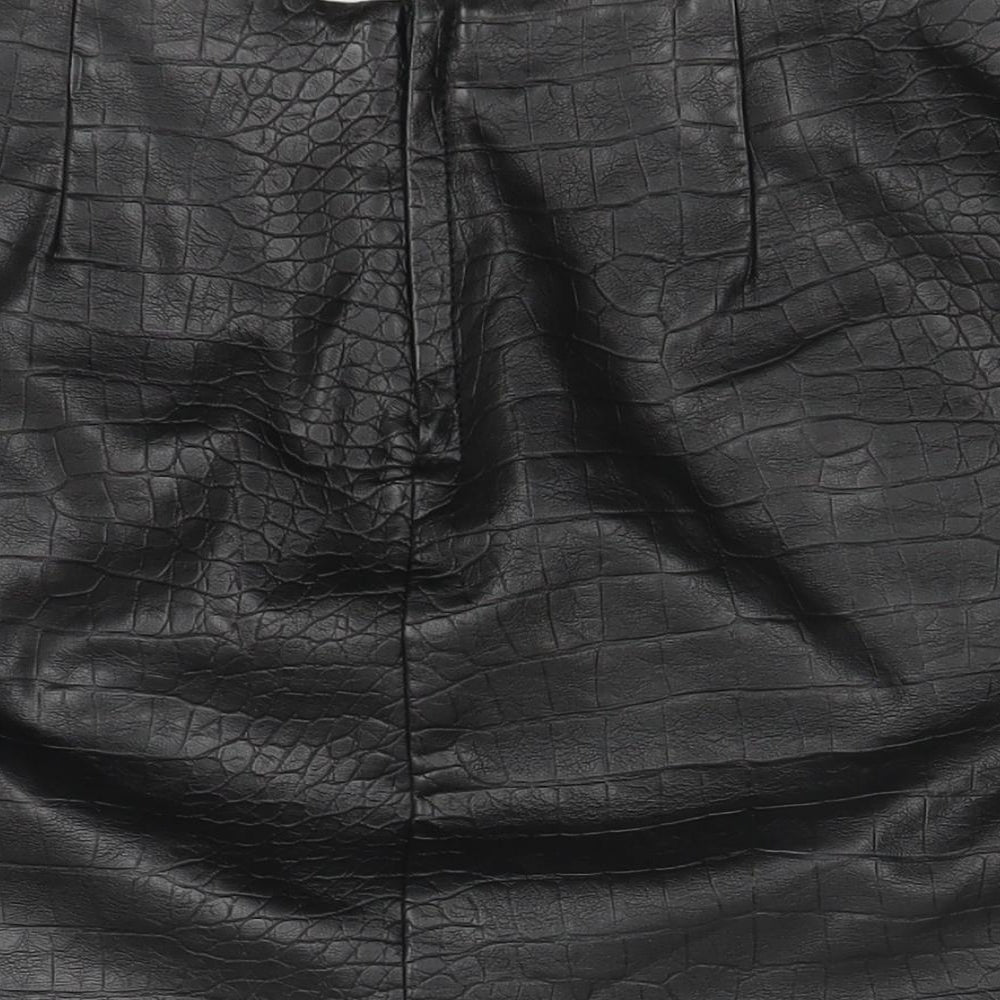 H&M Womens Black   Mini Skirt Size 10  - faux crocodile skin