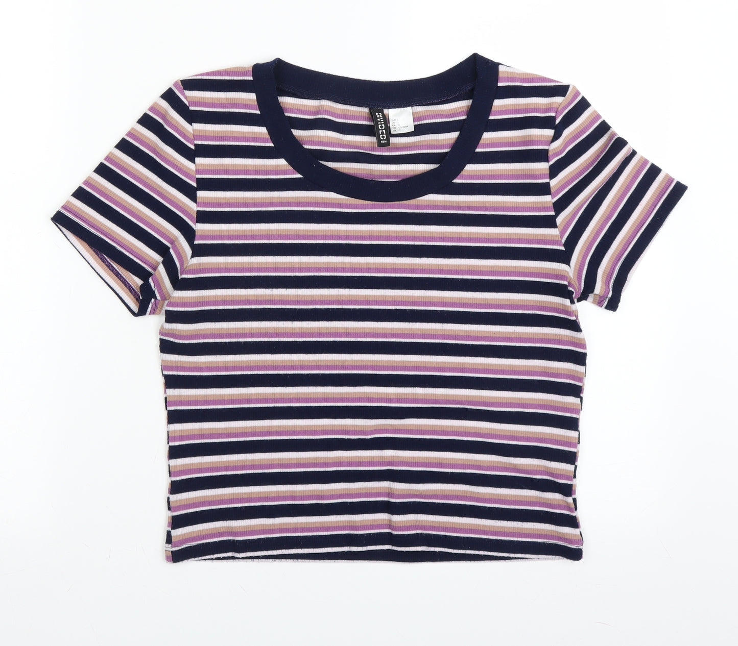 H&M Womens Blue Striped Knit Pullover Jumper Size L