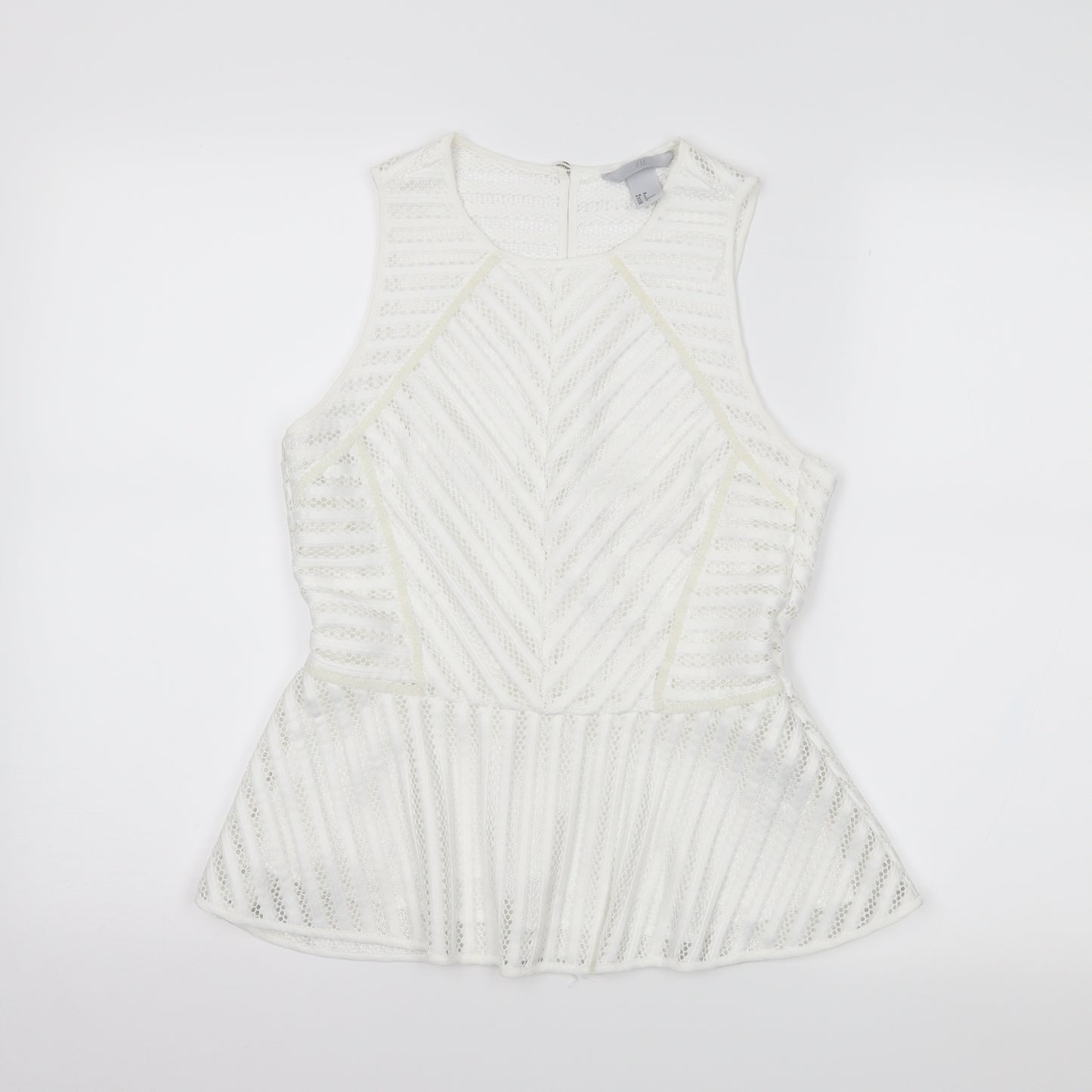H&M Womens White Striped  Cropped Tank Size 10