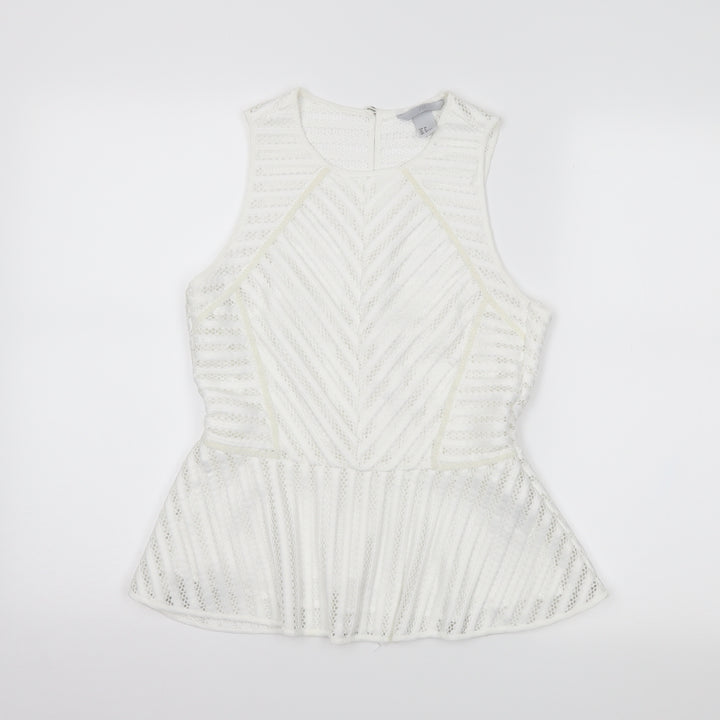 H&M Womens White Striped  Cropped Tank Size 10
