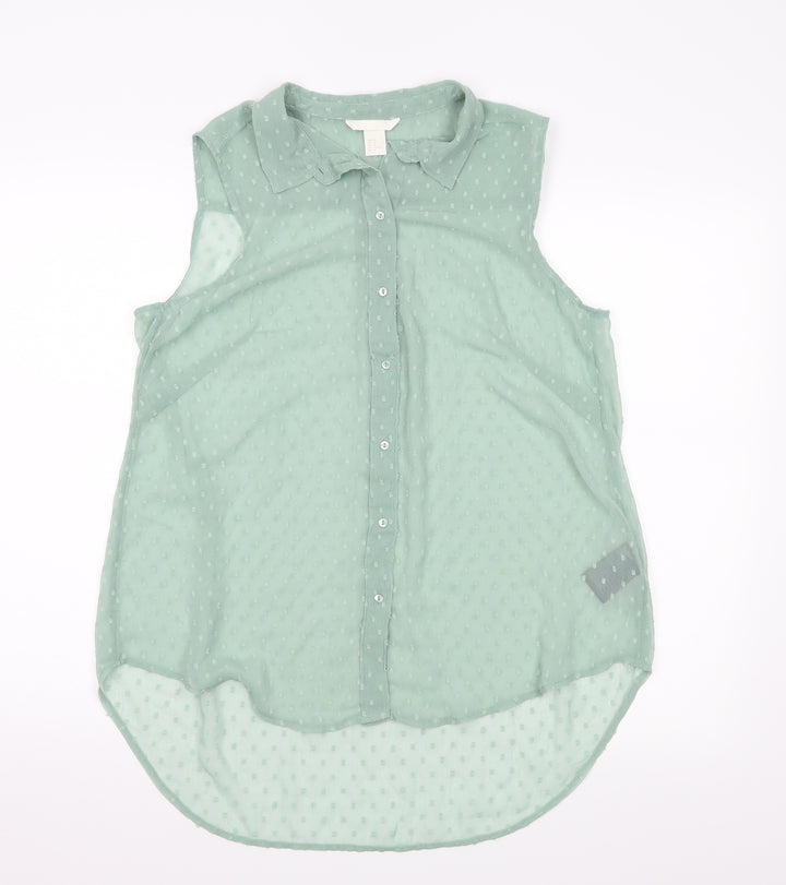 H&M Womens Green   Basic Button-Up Size 14