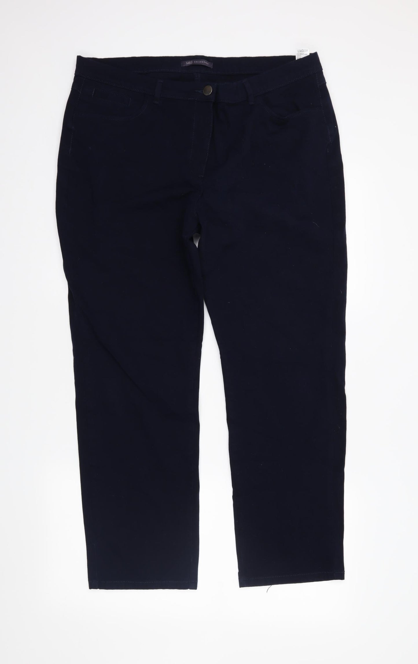 M&S Womens Blue  Denim Straight Jeans Size 18 L27 in